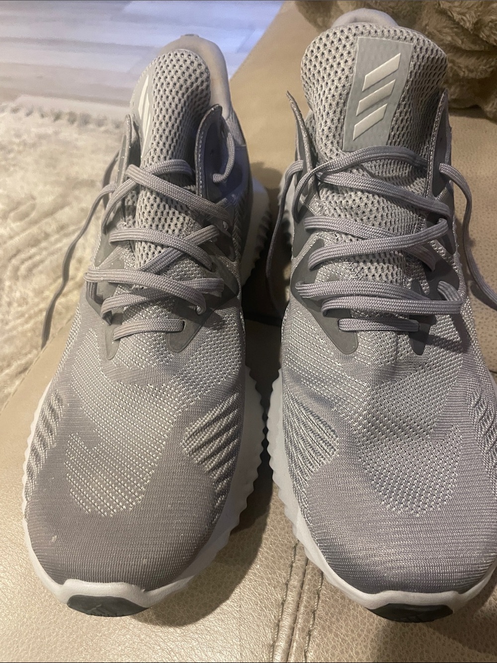 adidas Men's Gray Knit Lace-Up Sneakers